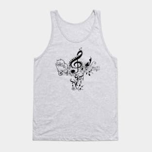 Music, decorative clef with piano and key notes Tank Top